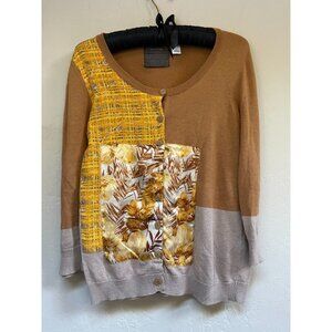 Anthropologie Guinevere Charmeuse Patchwork Buttons Cardigan Sweater Size M